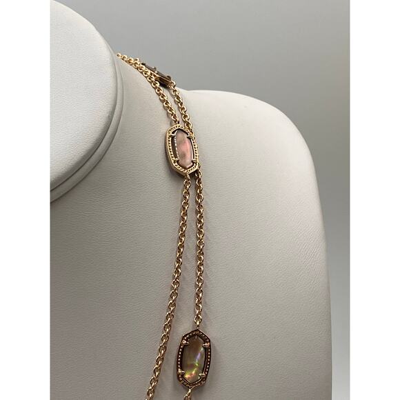 Kendra Scott Kelsie Rose Gold Plated Mother of Pearl Long Station Necklace - Picture 3 of 8